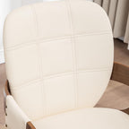 Dining Chairs Set of 6, 360° Swivel Faux Leather Dining Room & Kitchen Chairs with Arms, Ergonomic Curved Back, 19.7" Seat Height, Bentwood Solid Wood Frame, Walnut Finish, Mid-Century Modern, Beige