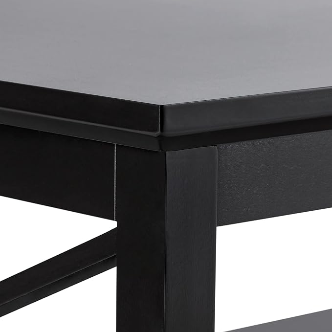 ChooChoo Oxford Coffee Table with Thicker Legs, Black Wood Coffee Table with Storage for Living Room