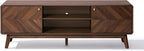 LuxenHome 63" Mid Century Modern TV Stand for Living Room for TVs up to 65" | Entertainment Center with Storage, Wood TV Console with Tapered Legs, Television Stands