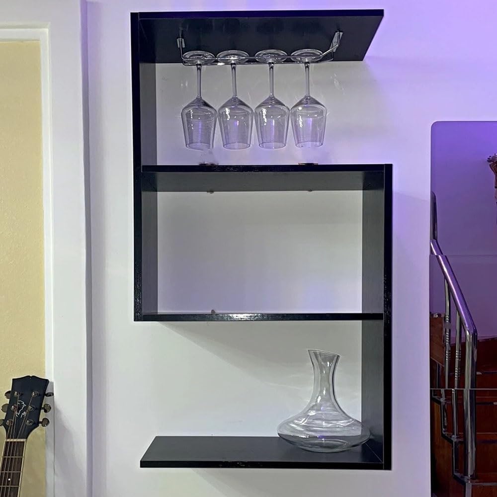 Modern Multifunctional Wine Rack, Practical Multi-Layer Wall Wine Rack, Bar Wall Decor, Suitable for Bar, Restaurant, Living Room(White)