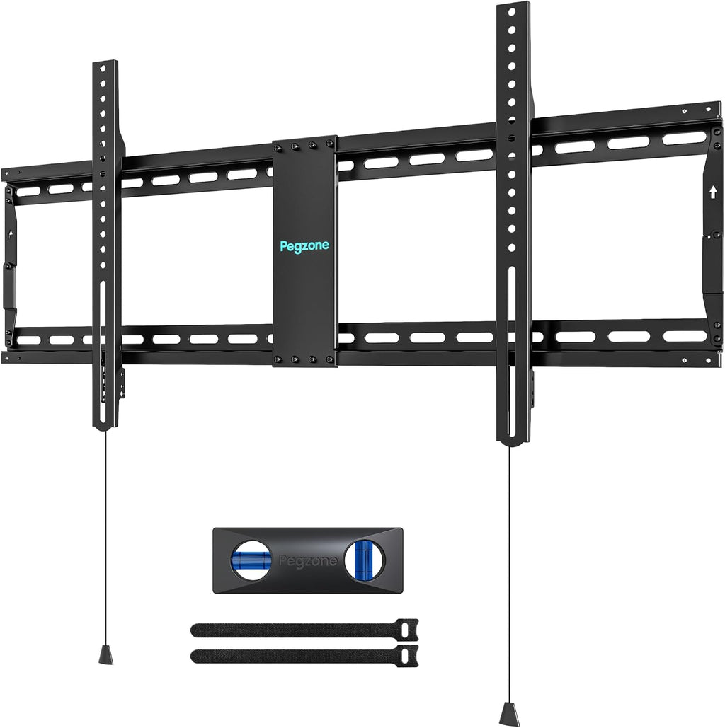 PEGZONE Low Profile TV Wall Mount for 43-95 Inch TVs, 1.1 Inch Ultra Slim | Fixed TV Wall Mount with 220 lbs Capacity, Max VESA 800x400mm, Fits 16"/18"/24" Wood Studs & Concrete Walls
