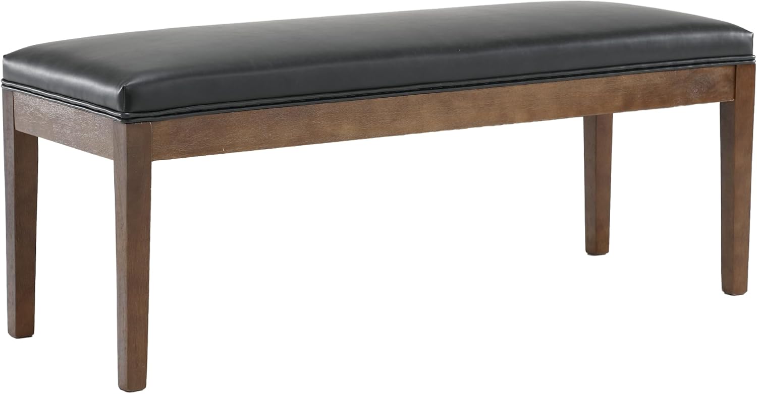 LZAREAL Upholstered Entryway Bench Modern Shoe Benches for Hallway Porch Bedroom Bench for End of Bed Dining Bench for Dining Table Dining Room Kitchen Window with Wood Legs, PU Leather, Black