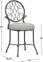 Hillsdale O'Malley Vanity Stool with Spiral Pattern Design, Metallic Gray Fabric