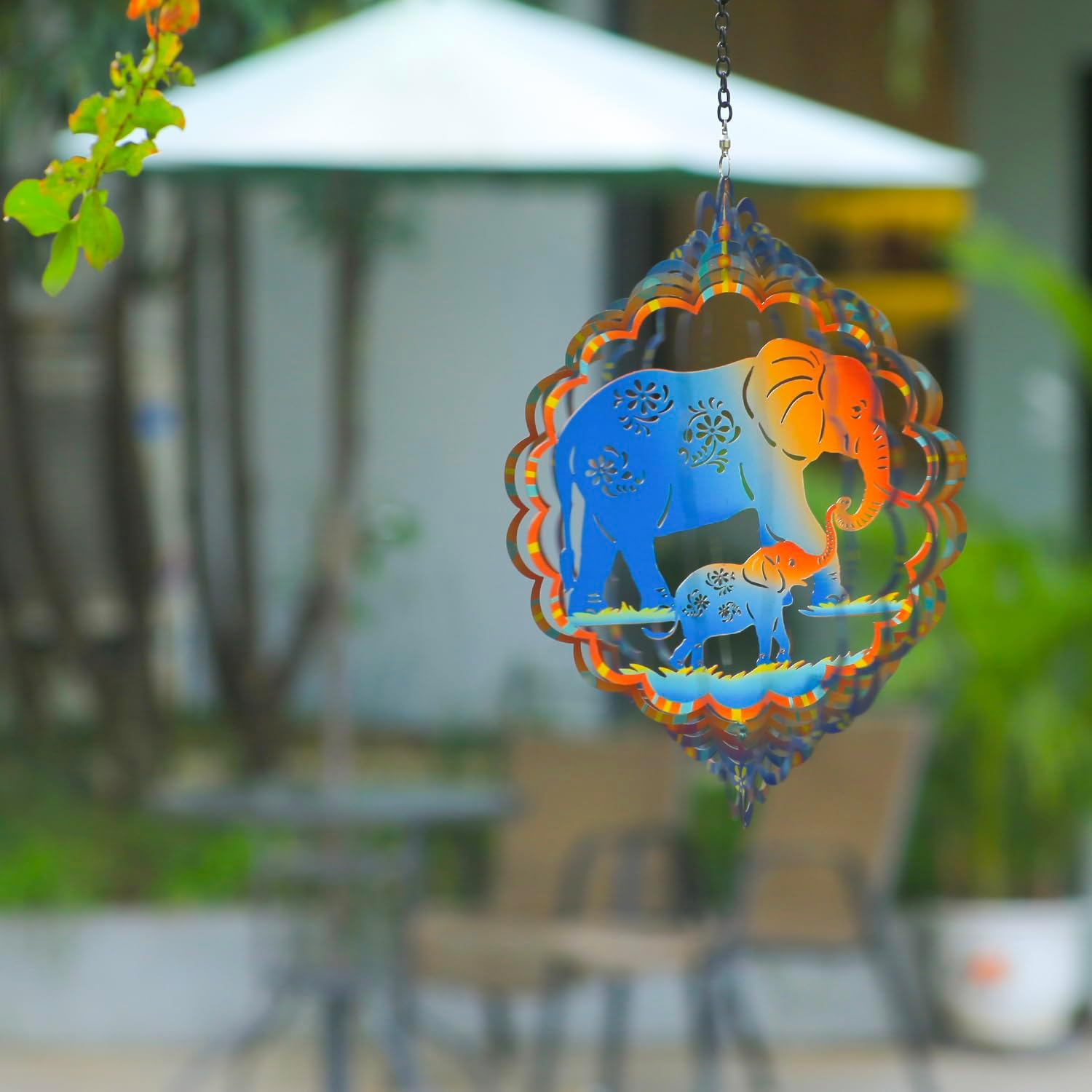 Elephant Wind Spinners Elephant Gifts for Women/Men 12 inch 3D Stainless Steel Hanging Wind Spinner Metal Wind Catchers Kinetic Sculpture for Indoor/Outdoor Decor, Yard Art, Garden Decorations