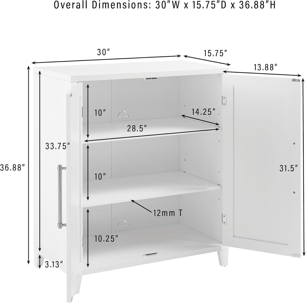 Crosley Furniture Roarke Stackable Kitchen Pantry Storage Cabinet with Doors and Shelves, Accents Cabinets, White