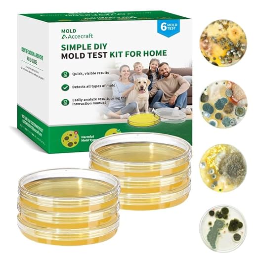Mold Test Kit for Home - 6 Simple Mold Test kit,Test HVAC System,Surfaces & Indoor Air Quality,DIY Mold Detector at Home,Includes Detailed Mold Identification Guide,air Tester