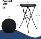 Byliable 28in Cocktail Folding Table, Round High Top Bar Height Black Table | Portable Foldable Design with Removable Legs, Two Folding Methods, HDPE Tabletop, Indoor Outdoor for Parties, Patio, Events