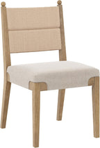 Nathan James Cove Boho Solid Wood Dining Chair with Woven Seagrass Back and Upholstered Seat, Flax/Light Brown