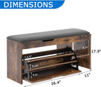 Shoe Storage Bench with a Flip Drawer, Entryway Bench with Removable Cushion, Hallway & Mudroom Organizer with Seat, Front Door Shoe Rack Cabinet, Brown