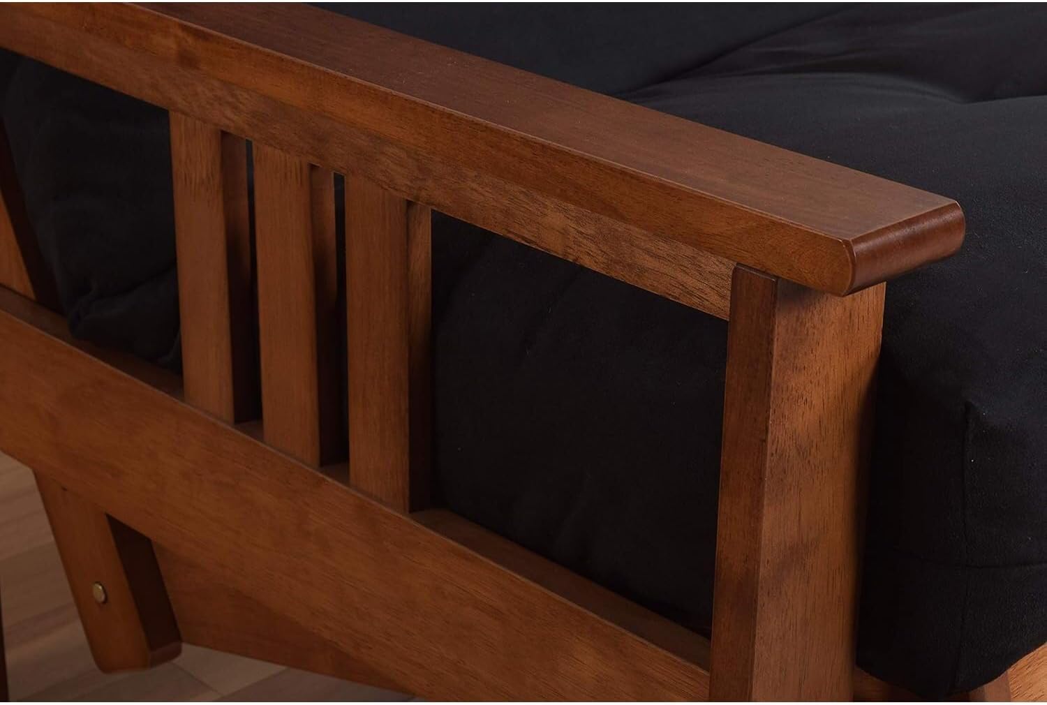 HomeStock Futon Frame Set with Mattress - Converts to Bed - Hardwood Sofa for Living Rooms Linen Charcoal/Barbados