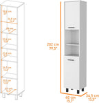 Small White 2-Door Pantry Cabinet with Shelving, Kitchen Storage, Versatile Corner Unit