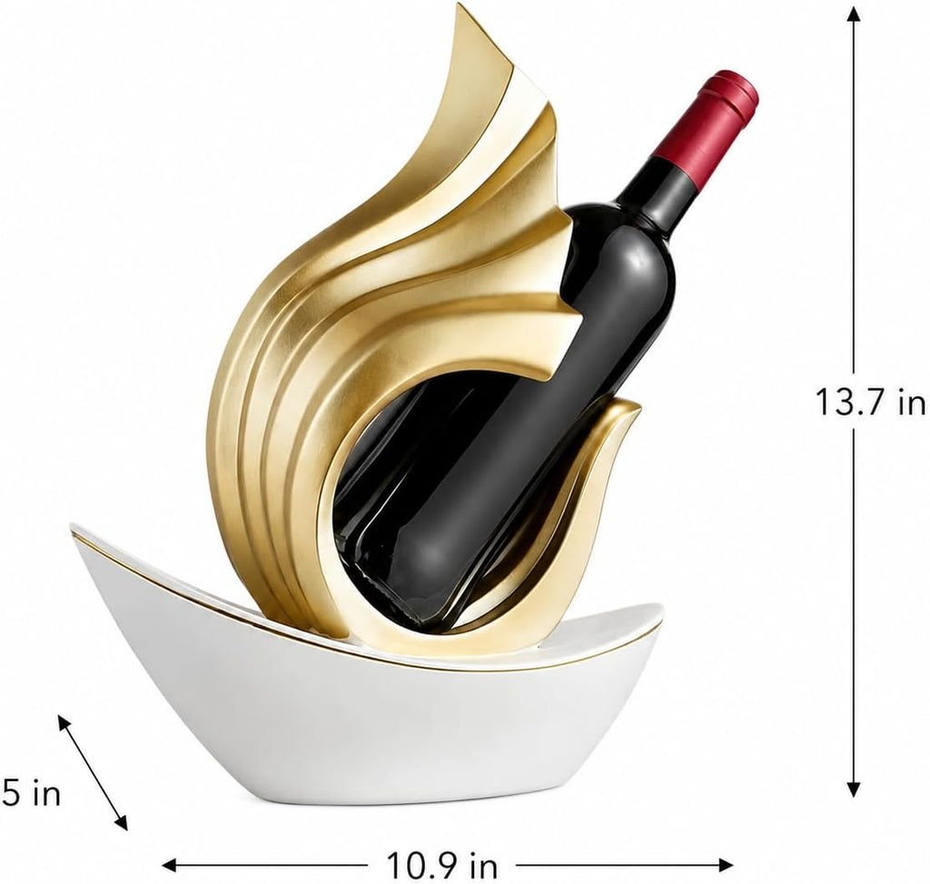 AWNR Gold Abstract Single Wine Liquor Bottle Holder Gifts, Display Shelf | Elegant Small Wine Racks Countertop for Cabinet Kitchen Shelves,Bottle Storage Decorative Accessories for Wine Lovers