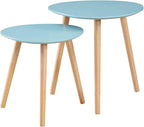 Convenience Concepts Oslo Nesting End Tables, Sea Foam / Light Oak