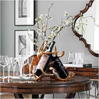 Small Deer Antler Wine Rack – Free-Standing Countertop Holder for Wine Bottles and Storage