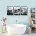 Canvas Wall Art for Living Room and Bedroom - Modern Foggy Forest Trees Landscape Painting - Office and Home Decor - Ready to Hang Black Framed Pictures