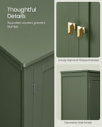 VASAGLE Floor Storage Cabinet, Freestanding Unit, 4 Doors | Adjustable Shelves, 11.8 x 23.6 x 43.3 Inches, for Entryway, Bathroom, Forest Green, UBBC552C01