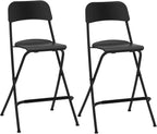 29 inch Folding Breakfast Bar Stool with Backrest,Counter Height Modern Tall Bar Stool for Kitchen Dining Room Office,Portable Bar Chair,Seat Height 74cm(Black,2PCS)