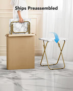 HUANUO Folding TV Tray Table, No Assembly TV Tray with Marble-Look Top | Versatile TV Tray Table - Perfect for Meals, Snacks & Laptops Fits Sofas, Bedsides & Small Spaces - Folds Flat for Storage