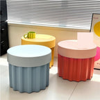 Storage Round Side End Table, Small Coffee Table with Stool Lids, Pla Sofa Table for Living Room, Home and Office(Blue)