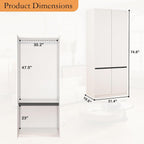 Armoire Wardrobe Closet with Drawers：75" Large White Wardrobe Closet Cabinet with 6 Doors for Hanging Clothes, Modern Wooden Bedroom Armoires with 5 Drawers and Storage (A+B+C, 94.5")