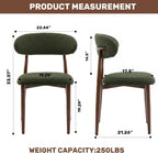 UVV Dining Chairs Set of 8, Metal Kitchen Chairs with Modern Fabric Upholstered for Dining Room, Green