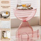 Circle Side Table, Round Modern End Table, Waterproof & Durable, Small Coffee Table for Living Room, Bedroom, Bedside, Versatile Accent Table - Transparent Pink