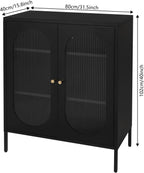 Xuthusman 3 Tier Floor Storage Cabinet, Freestanding Storage Unit with Adjustable Shelves, Magnetic Doors Kitchen Accent Cabinet Kitchen Organizers and Storage for Bathroom（Black）