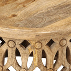 2 Piece Coffee Table Set Solid Mango Wood Round Nesting End Tables for Living Room Brown