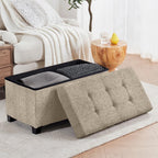 Ornavo Home 30" Large Storage Ottoman Bench with Legs, Taupe | Foot Rest Stool; Ottoman with Hidden Storage; Ideal for Bedroom, Living Room, Entryway or Home Office