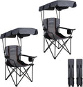 FAIR WIND 2 Pack Portable Canopy Camping Chair 380 LBS Capacity Heavy Duty Oversized Folding Lawn Chair with Sunshade for Beach, Fishing, Sports & Outdoors