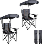 FAIR WIND 2 Pack Portable Canopy Camping Chair 380 LBS Capacity Heavy Duty Oversized Folding Lawn Chair with Sunshade for Beach, Fishing, Sports & Outdoors