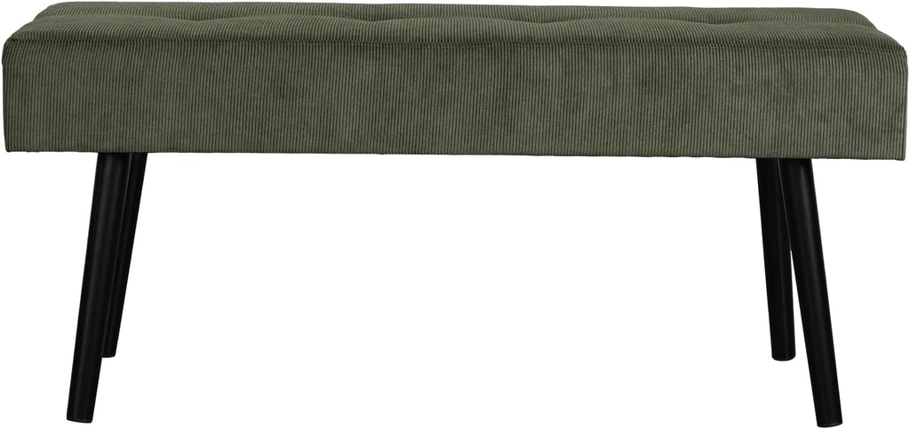 Comfy to go Entryway Bench - Green Bench for Bedroom, Modern Ottoman End of Bed, Corduroy Padded Benches for Living Room, Foyer, Mudroom, Hallway - 39" L x 14" W x 17" H | Corduroy Padded Benches for Living Room, Foyer, Mudroom, Hallway - 39" L x 14" W x