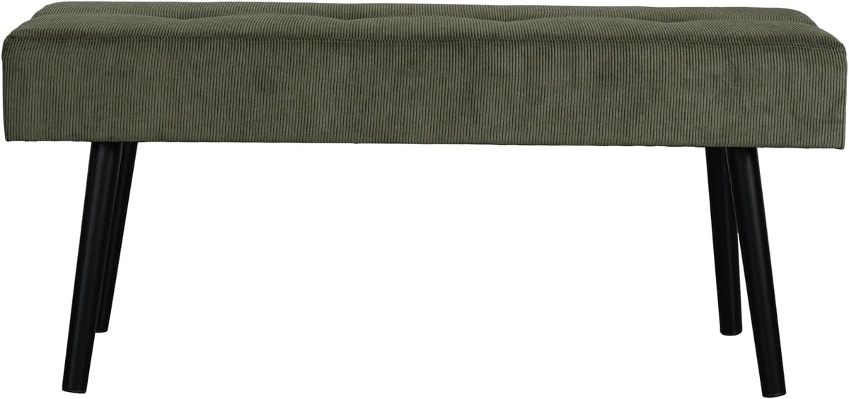 Comfy to go Entryway Bench - Green Bench for Bedroom, Modern Ottoman End of Bed, Corduroy Padded Benches for Living Room, Foyer, Mudroom, Hallway - 39" L x 14" W x 17" H | Corduroy Padded Benches for Living Room, Foyer, Mudroom, Hallway - 39" L x 14" W x