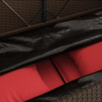 Brown Poly Rattan Outdoor Storage Bench with Cushion, PE Rattan Patio Seating with Waterproof Storage Bag and Gas Spring Lid