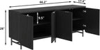 Furniouse 66.2''W Large Fluted Buffet Cabinet with 4 Doors & Shelves Wood Sideboard Buffet Table Storage Cabinet Modern Accent Console for Living Room, Black