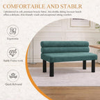 51'' Small Dining Bench with Back, Upholstered Armless Kitchen Banquette Seating, Minimalist Comfy Mini Loveseat Sofa, Modern Entryway Bench with Wood Leg for Dining Living Room Apartment (Green)