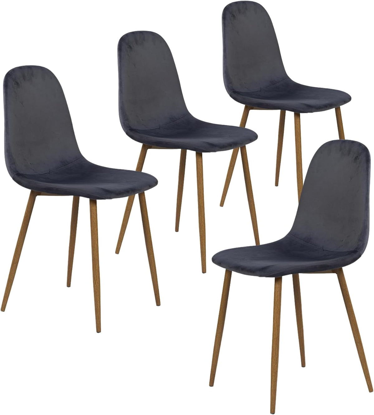 Homy Casa Mid-Century Modern Armless Dining Chairs Set, Upholstered with Velvet, Metal Legs, Perfect for Kitchen, Dining Room, Living or Restaurant, Grey