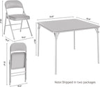 Folding Portable Card Table and Foldable Chair Set of 5, Pu Upholstered Foldable Chairs and Table With Metal Frame, Folding Table and Chair Suitable for Dining Room, Living Room, Office, Camping-Grey