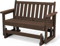 SERWALL 2-Person Glider Bench, HDPE, Weather-Resistant, Coffee