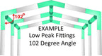 6 Leg Style Carport Canopy EMT Pipe Fittings Low Peak Connectors with 102 Degree Angle (Choose Size) (Connects 1" Pipe)