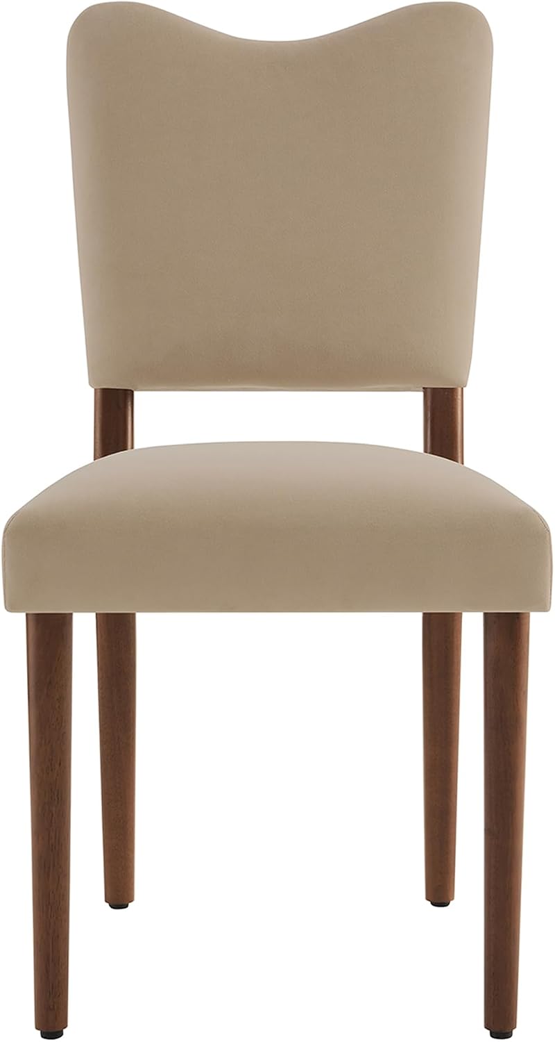 KISLOT Upholstered Dining Chairs Set of 4, Modern Velvet Kitchen Chairs with Solid Wood Legs, High Back Wooden Dining Room Chairs with Dark Walnut Color Legs for Farmhouse Kitchen Dining Room, Brown