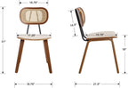 CIMOTA Mid Century Modern Dining Chairs Set of 4, Rattan Back Kitchen Chairs with Solid Wood Frame, Upholstered Faux Leather Seat, Armless Cane Dining Room Chair for Kitchen, Farmhouse, PU Beige