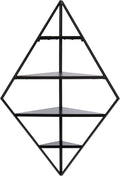 Kate and Laurel Melora Modern Glam Corner Shelf; 24 x 17 x 38; Black; Contemporary Floating Corner Shelving with Four Shelves for Living Room Decor and Storage