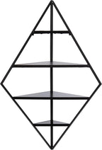 Kate and Laurel Melora Modern Glam Corner Shelf; 24 x 17 x 38; Black; Contemporary Floating Corner Shelving with Four Shelves for Living Room Decor and Storage