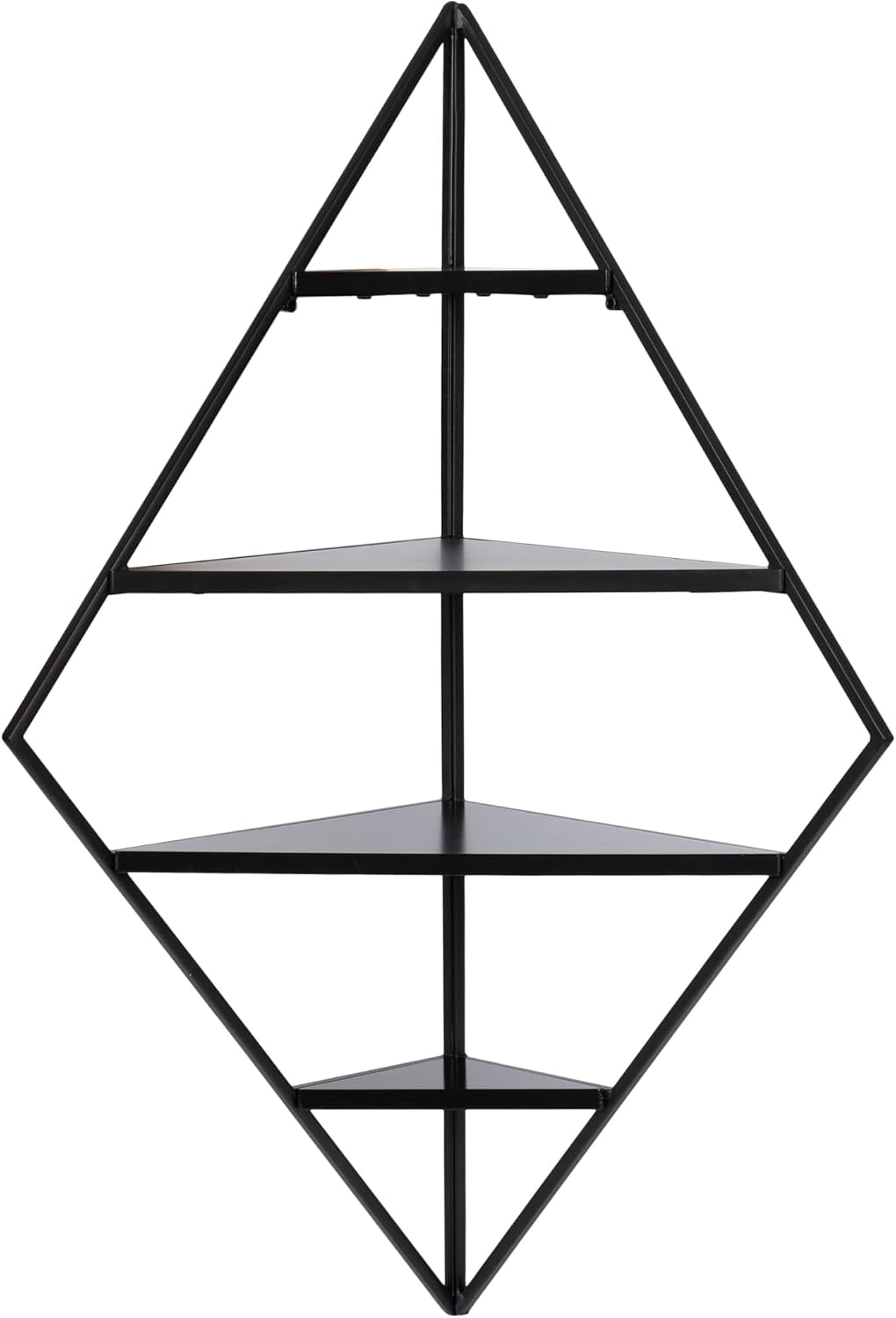 Kate and Laurel Melora Modern Glam Corner Shelf; 24 x 17 x 38; Black; Contemporary Floating Corner Shelving with Four Shelves for Living Room Decor and Storage