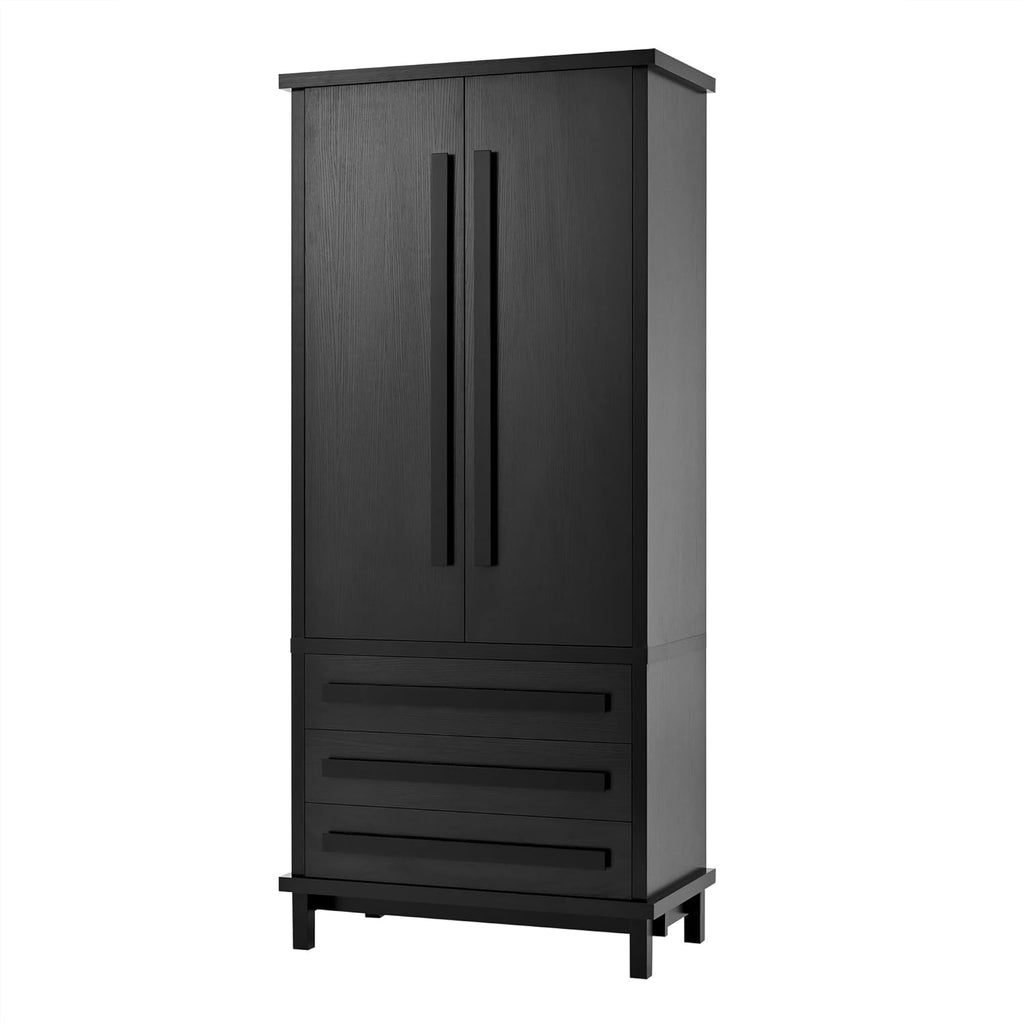 Christopher Knight Home Chenny 70''H Wooden Kitchen Pantry Cabinet, Storage Cabinet with Adjustable Shelves, 6 Door Internal Storage Compartments & 3 Drawers, Freestanding Cupboard Cabinet, Black