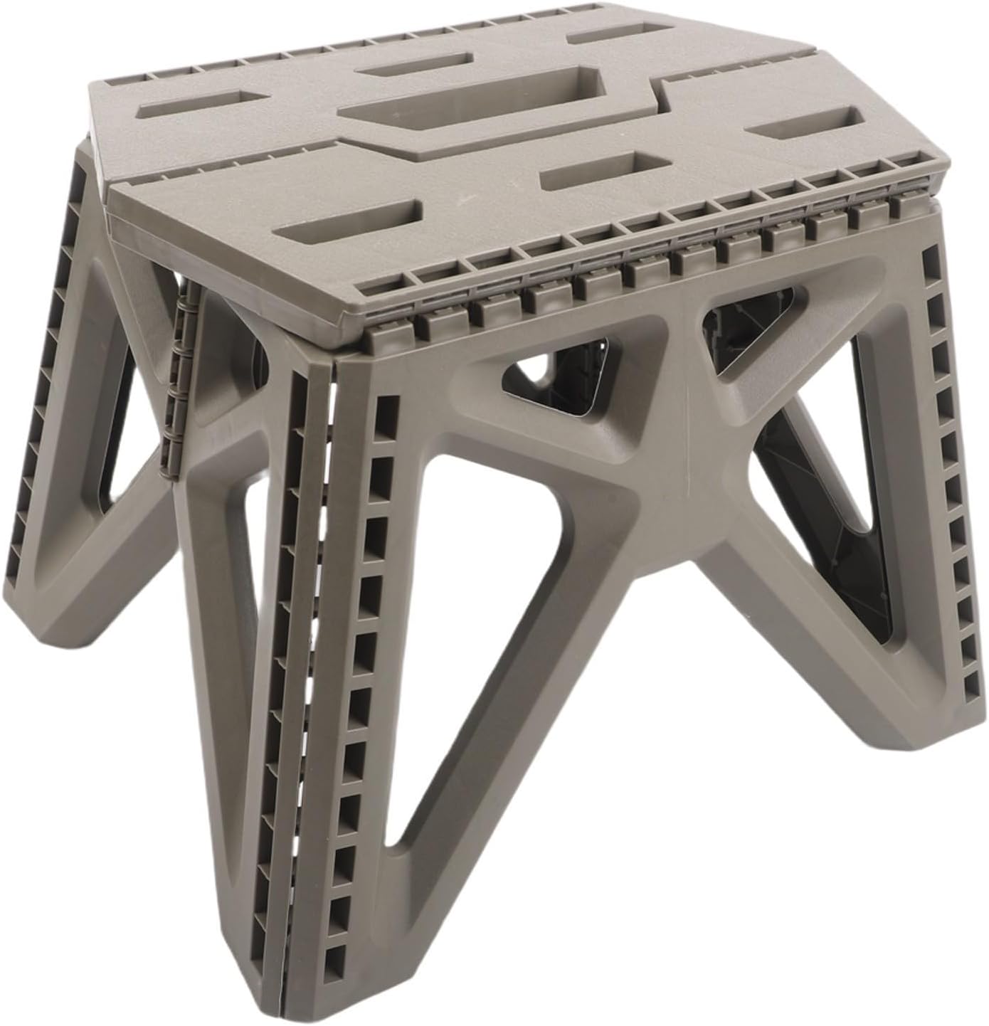Folding Stool, Sturdy Plastic Construction with 260lbs Capacity, Portable Seat with Handle for Camping, Fishing, Office and Home Use(Grey)