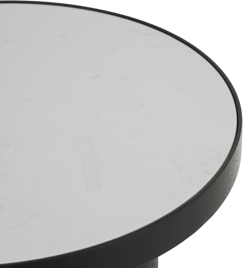 Deco 79 Metal Side End Accent Table End Table with White Marble Tabletop, Side Table 16" x 16" x 20", Black