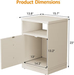 RoyalCraft End Table Set of 2, Nightstand with Storage Shelf and Door, Faux Two-Drawer Design Side Table, Wood Beside Table for Small Spaces, Modern NightStand for Living Room Bedroom Dorm, Beige
