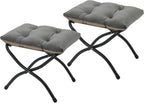 15"(H) Folding Ottoman, Set of 2, Foldable Footrest Stool, Small Foot Stool for Couch, Collapsible Foot Rest Ottoman for Sofa, Accent Padded Ottomans for Living Room, Bedroom, Dark Grey